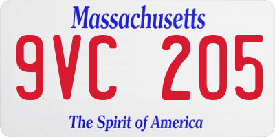 MA license plate 9VC205