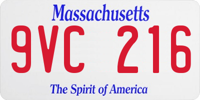 MA license plate 9VC216