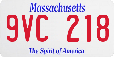 MA license plate 9VC218