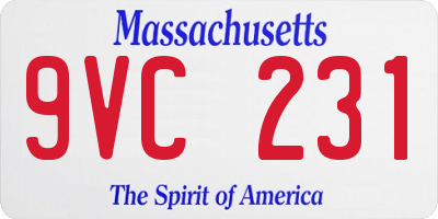 MA license plate 9VC231