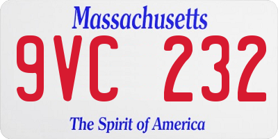 MA license plate 9VC232