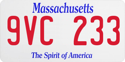 MA license plate 9VC233