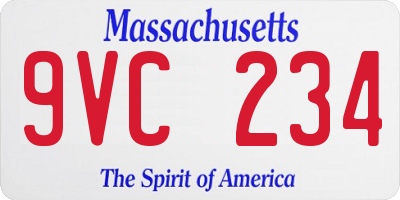 MA license plate 9VC234