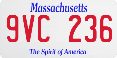 MA license plate 9VC236