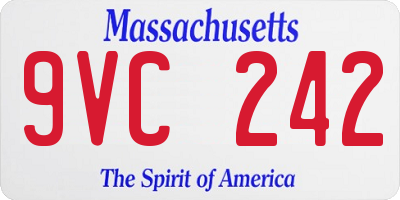 MA license plate 9VC242