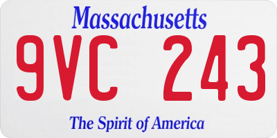 MA license plate 9VC243