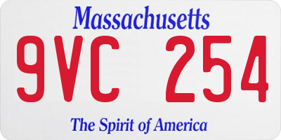 MA license plate 9VC254