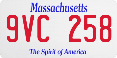 MA license plate 9VC258