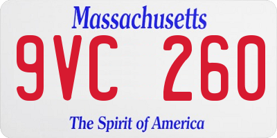 MA license plate 9VC260