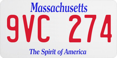 MA license plate 9VC274