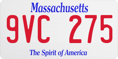 MA license plate 9VC275