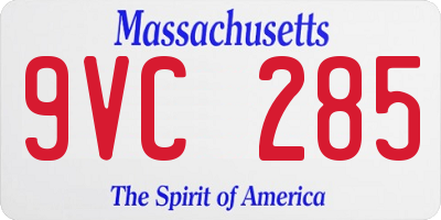 MA license plate 9VC285