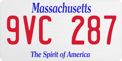 MA license plate 9VC287