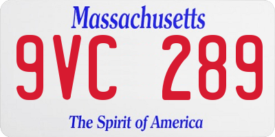 MA license plate 9VC289