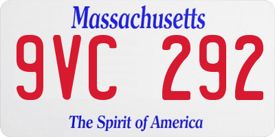 MA license plate 9VC292