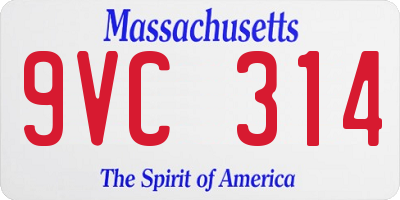 MA license plate 9VC314