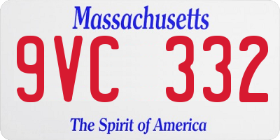MA license plate 9VC332