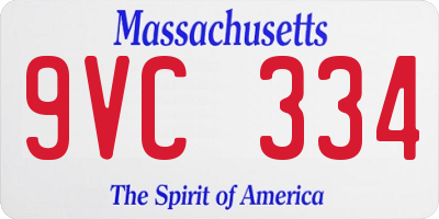 MA license plate 9VC334