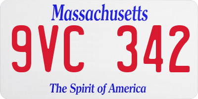 MA license plate 9VC342
