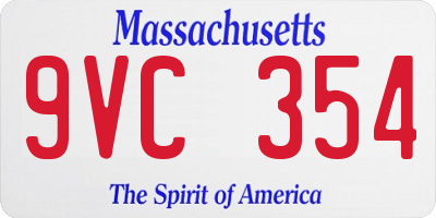 MA license plate 9VC354