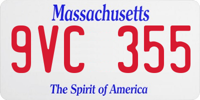MA license plate 9VC355