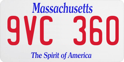 MA license plate 9VC360