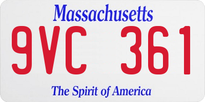 MA license plate 9VC361