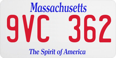 MA license plate 9VC362
