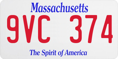 MA license plate 9VC374