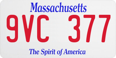 MA license plate 9VC377