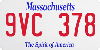MA license plate 9VC378