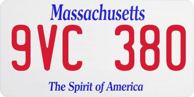MA license plate 9VC380