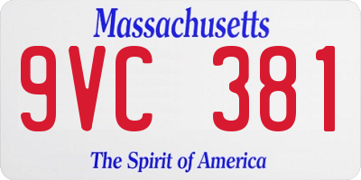 MA license plate 9VC381