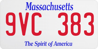 MA license plate 9VC383