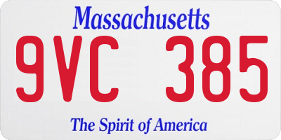MA license plate 9VC385