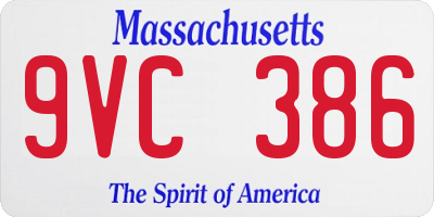 MA license plate 9VC386