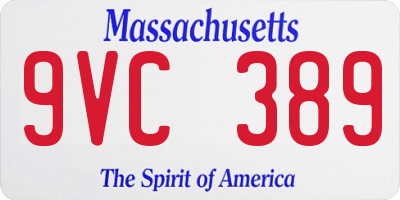MA license plate 9VC389