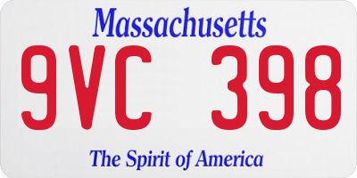 MA license plate 9VC398
