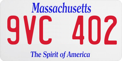 MA license plate 9VC402