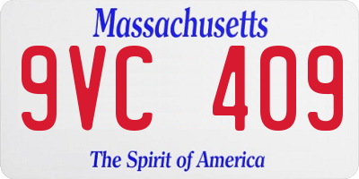 MA license plate 9VC409