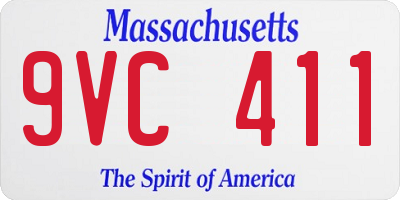MA license plate 9VC411