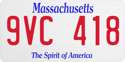 MA license plate 9VC418