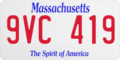 MA license plate 9VC419
