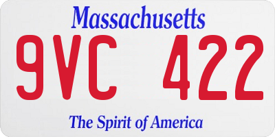 MA license plate 9VC422