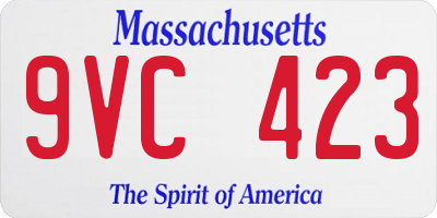 MA license plate 9VC423