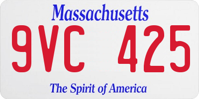 MA license plate 9VC425
