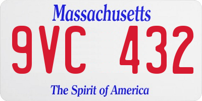 MA license plate 9VC432