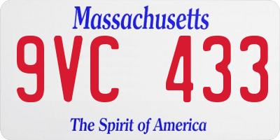 MA license plate 9VC433
