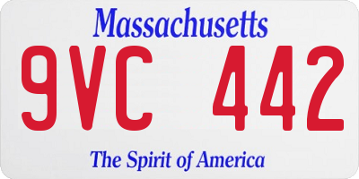 MA license plate 9VC442