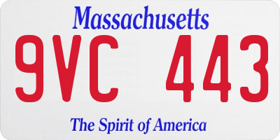 MA license plate 9VC443